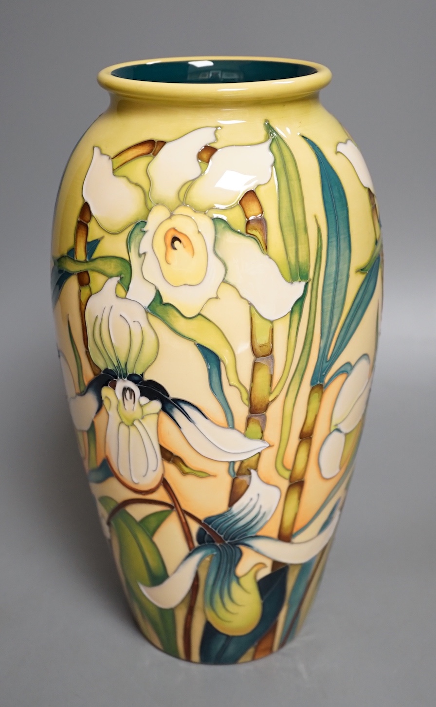 A Moorcroft 'Trentham' vase, limited edition 98/100, 2013 by Emma Bossons, boxed, 25cms high.